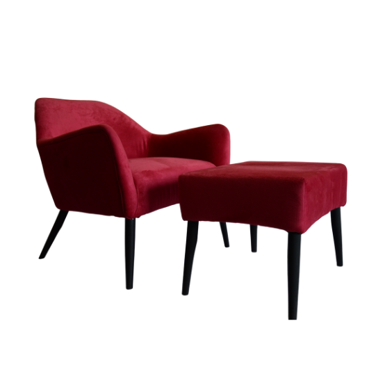 Amalia Accent Chair W/ Stool Pair Red