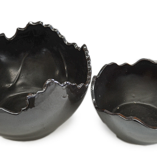 Cracked Egg Ceramic Planter Black