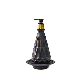 Shangrila Liquid Soap Dispenser Aluminum Glass With Soap Dish Black Urban Lifestyle