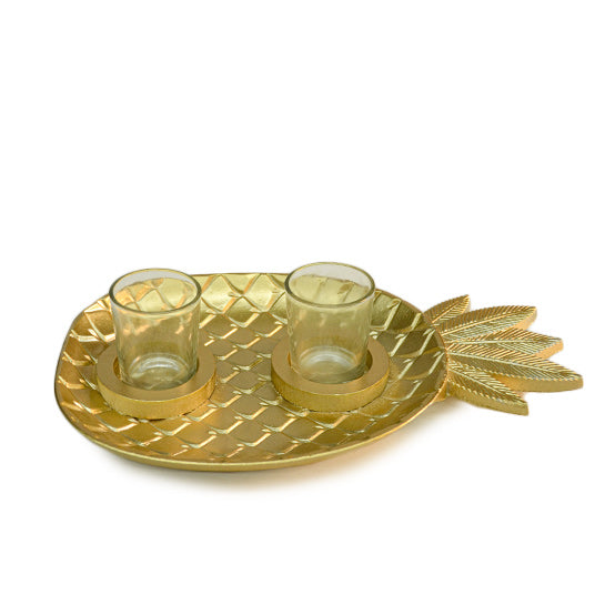 2 Pieces Golden Pineapple Candle Holder