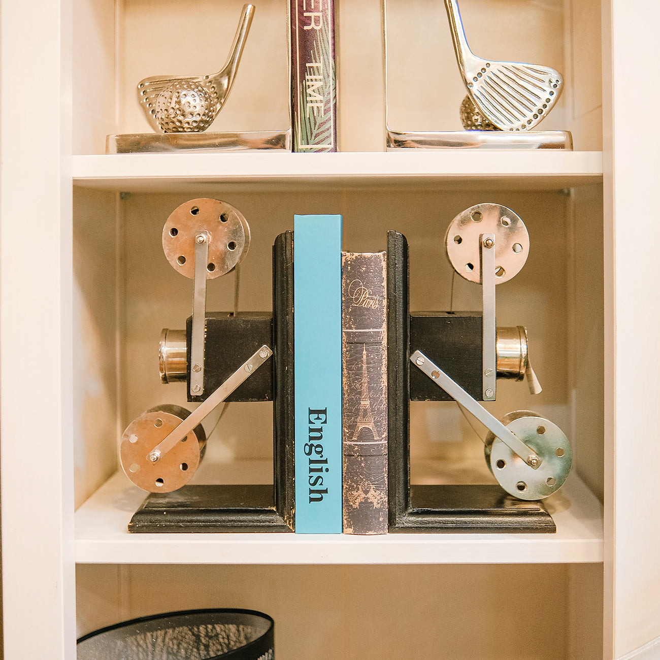 Film Bookend Wood Metal