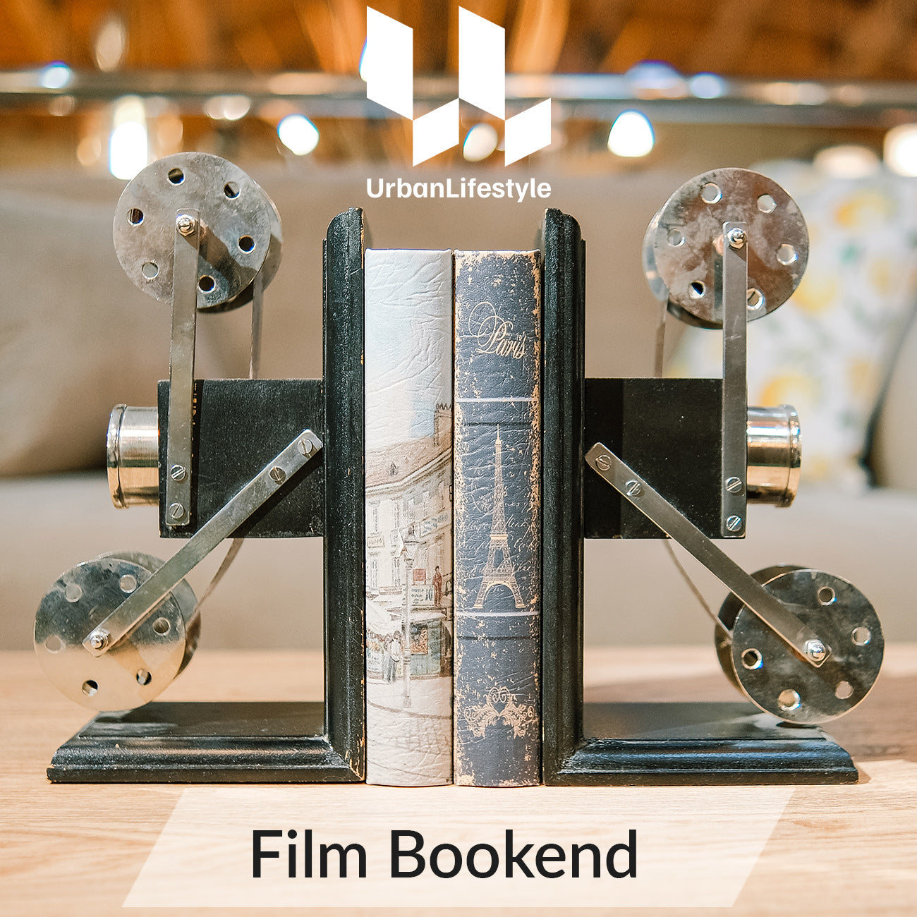 Film Bookend Wood Metal