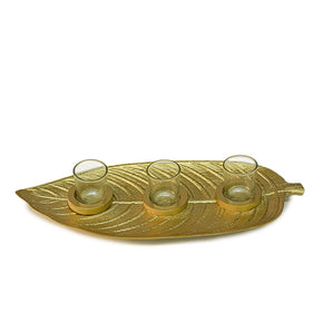 3 Pieces Golden Leaf Candle Holder Urban Lifestyle