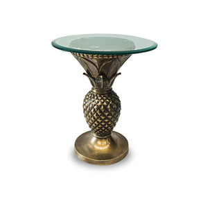 Hawaiian Side Table With Round Glass Urban Lifestyle