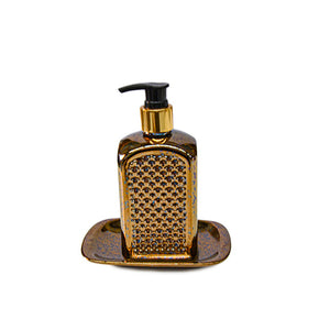 Hilton Liquid Soap Dispenser Aluminum Glass With Soap Dish Antique Brass Urban Lifestyle