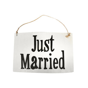 Wood Quote - Wall Decor Just Married With String Urban Lifestyle