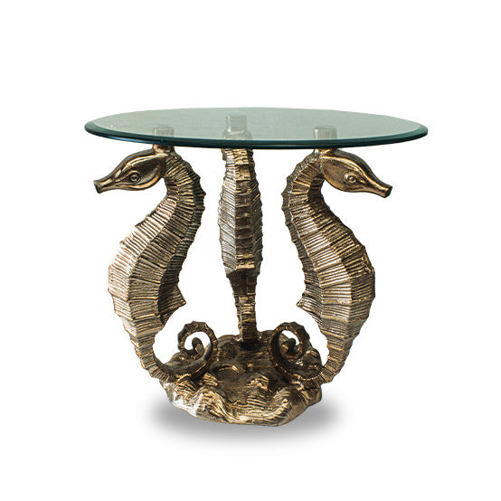 Marina Side Table With Round Gold Base Glass