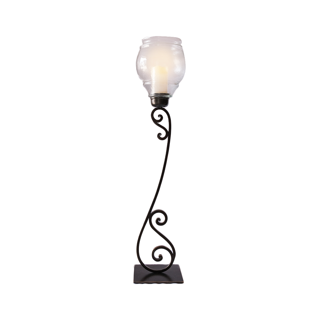 Melissa Floor Candle Holder - Tall /Iron & Glass