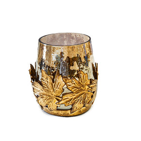 Maple Leaves Candle Holder Gold Urban Lifestyle