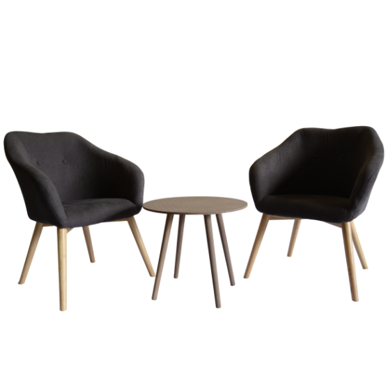 Meadows Chair W/ Side Table ( Dark Brown) - 2PC Chair & 1PC Round Table