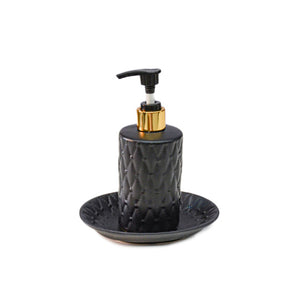 Liquid Soap Dispenser Round Shape With Soap Dish Black Urban Lifestyle