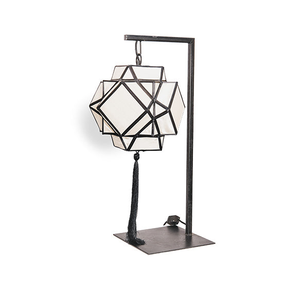 SAVINA-OCTAGONAL TABLE LAMP WITH STAND SILK IVORY