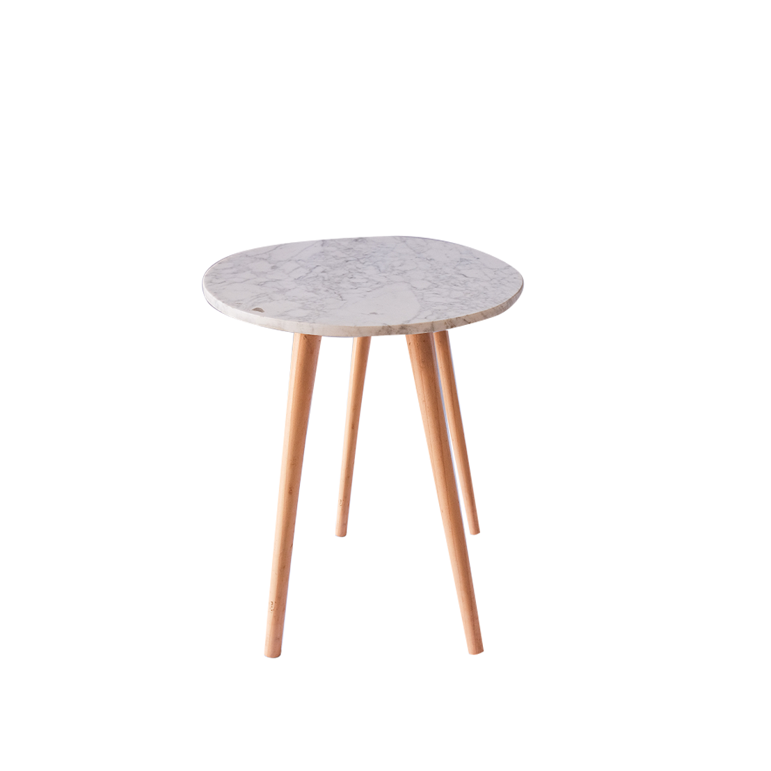 Eugene - Marble Side Table Marble Top - Wooden Legs