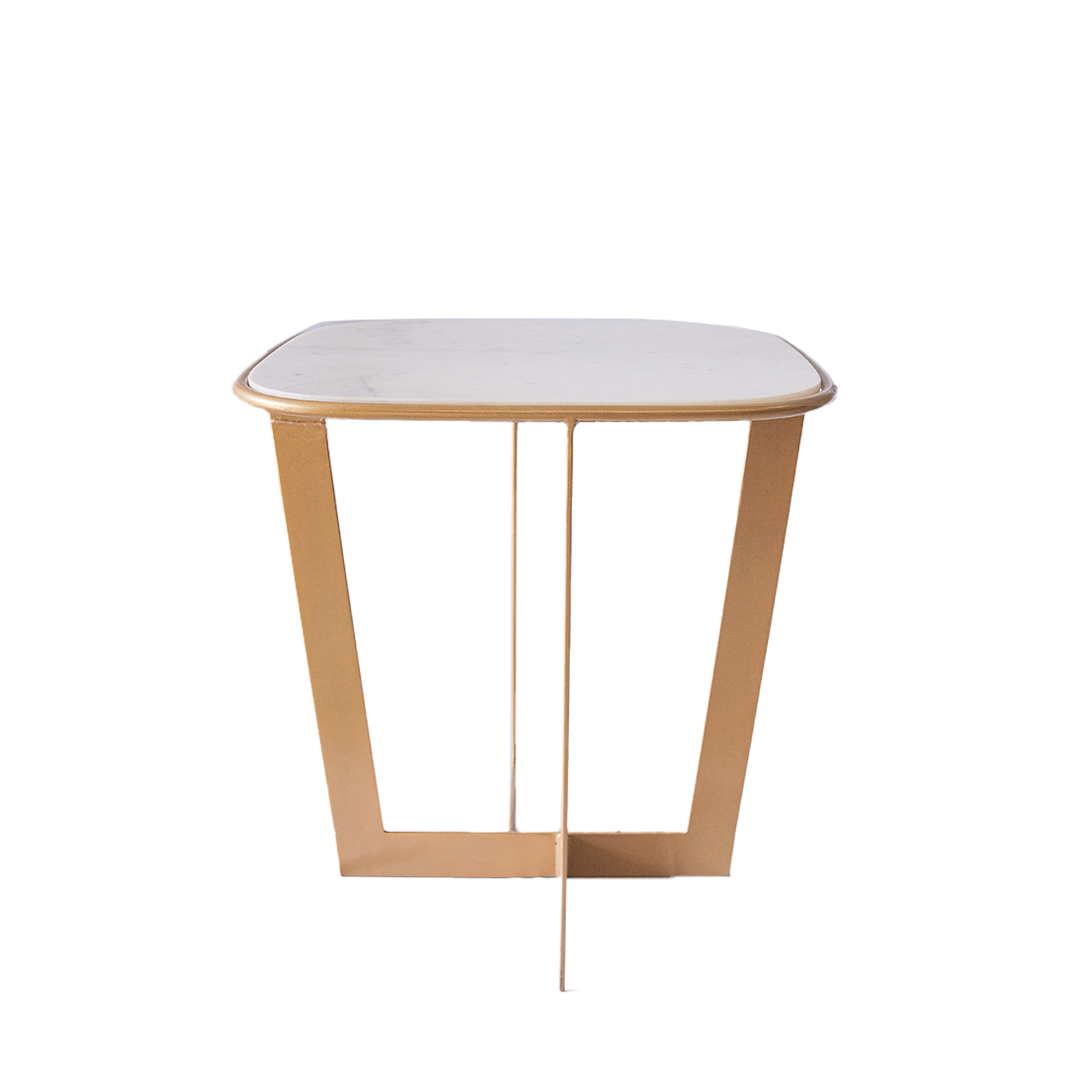 Studio Side Table /White Marble Top W/ Brass Legs