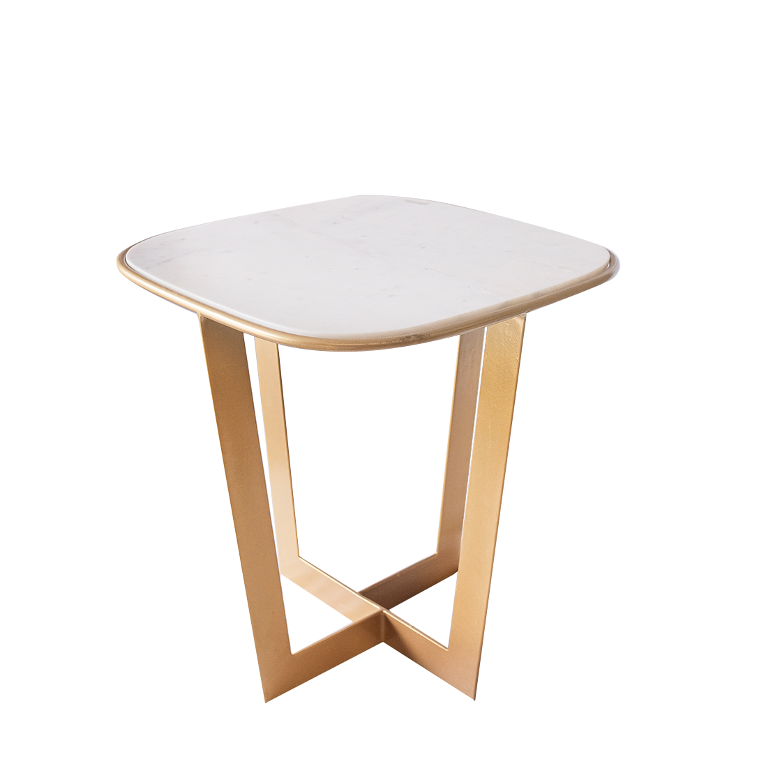 Studio Side Table /White Marble Top W/ Brass Legs