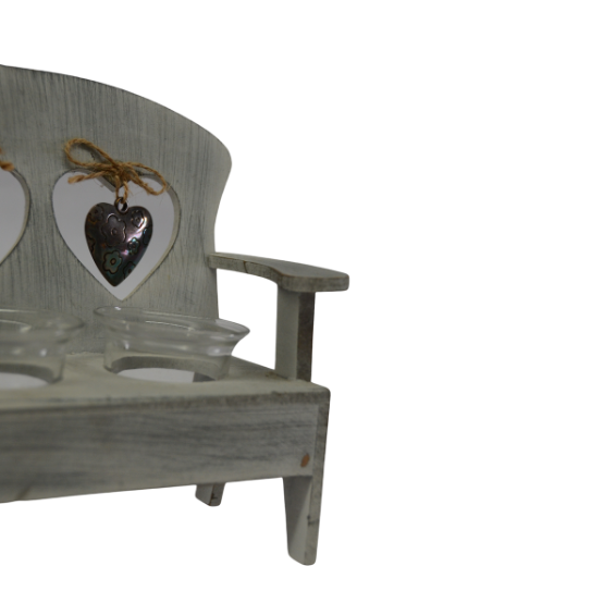 Wooden Love Seat Candle Holder - 2 Slots