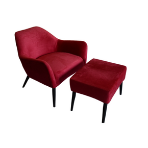 Amalia Accent Chair W/ Stool Pair Red Urban Lifestyle