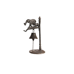 Elephant With Baby Wall Metal Bell Brown Urban Lifestyle