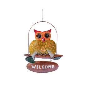 Owl Welcome Sign hanging Metal Wall Decorative Urban Lifestyle