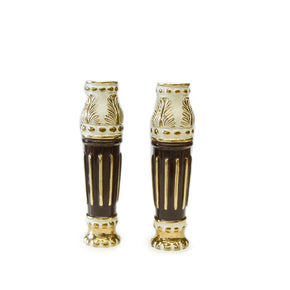 Roma Ceramic Candle Holder Brown With Gold Urban Lifestyle